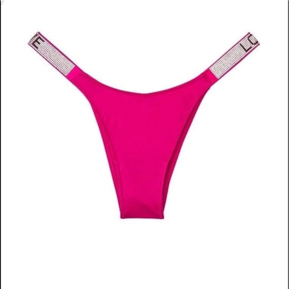 Victorias Secret Long Line V Shine Strap Bra Hot Fuchsia Pink Set - Picture 7 of 10